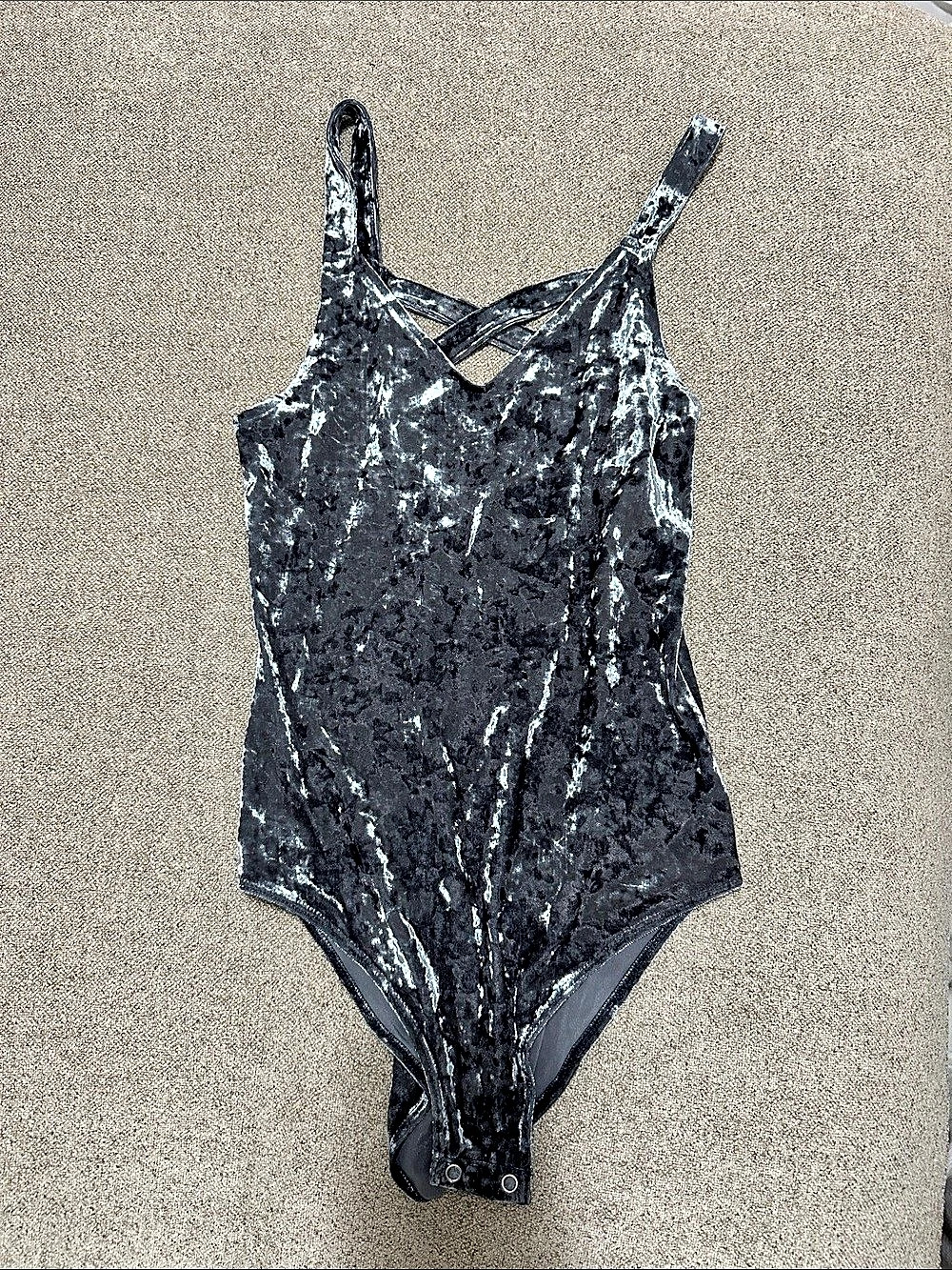 Abstract Velvet Bodysuit Green/Grey